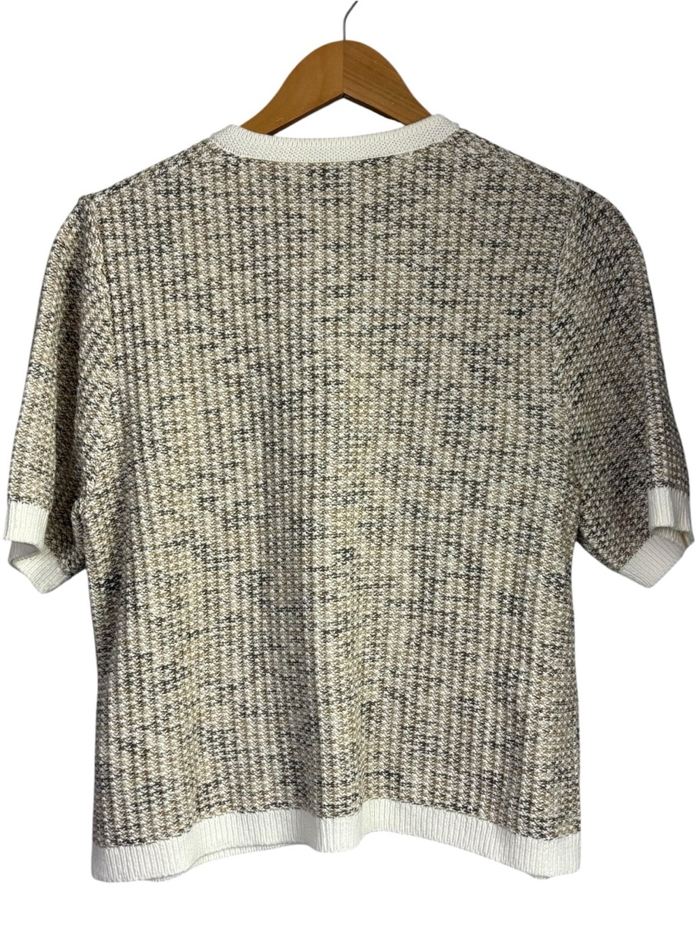 J crew Short-sleeve lady cardigan sweater cotton blend Sandstone Space size L - Picture 3 of 8